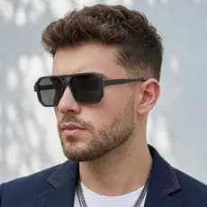Óculos Aviador Quadrado Masculino Premium UV400 Moda Verão Tendência Unissex Luxo