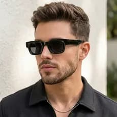 Óculos Masculino Premium Retrô Quadrado UV400 Molas Nas Hastes Confortável Lente Alta Qualidade