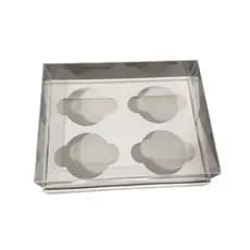 50 Caixas Para 4 Cupcakes - Tampa Acetato