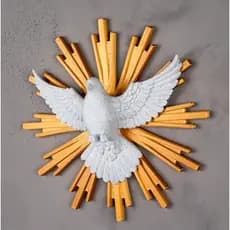 Imagem Divino Espírito Santo Parede 40cm Dourado Branco Decoração Católica Luxo