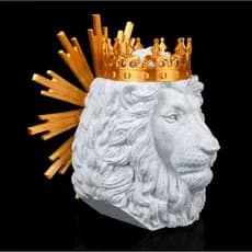 Leão de Judá Decorativo 3D Rei dos Reis Escultura Cristã Parede PLA Mármore Dourado Decoração Religiosa Lion Artesanal