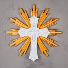 Cruz Decorativa Religiosa Parede Espírito Santo Dourada Fé Cristã Decoração Católica