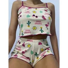 Pijama Baby Doll Alcinha Cropped