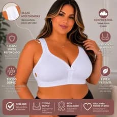 Sutiã Plus Size Reforçado Sem Bojo – Colchete Triplo | Tecido Duplo | Alças Acolchoadas | Sustentação Premium