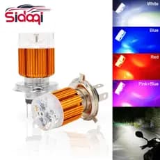 1 Peça H4 H6 Farol LED De Motocicleta BA20D 6000K Lâmpada De Feixe De Luz De Motor Hi/Lo Com Modo Intermitente