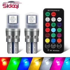 1 Conjunto T10 LED W5W Luzes De Sinalização RGB Luz Interior De Automóvel Com Acessórios Para Carros De Controle Remoto