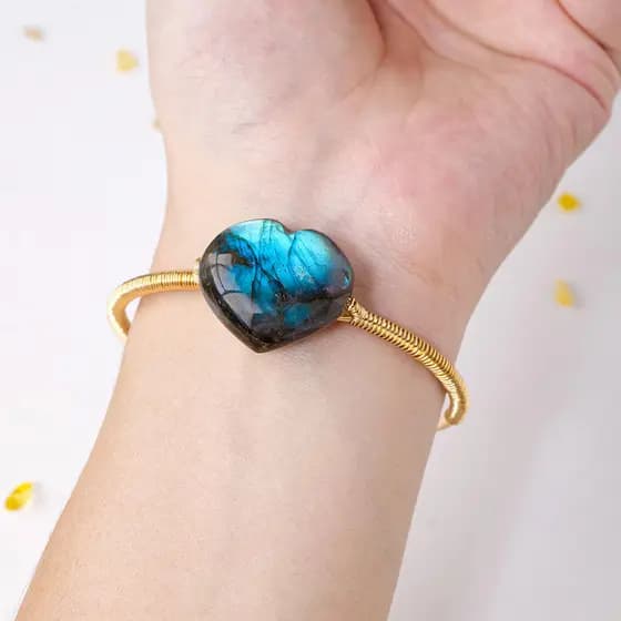 Pulseira De Coração De Cristal Natural , Pedra Ajustável Tecida À Mão , Joia Amor Da Moda , Presente Para Mulheres