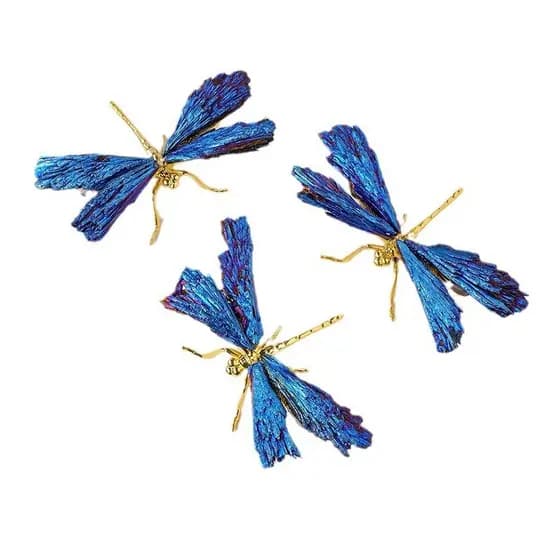 Ornamento De Libélula De Turmalina Natural Galvanizado , Decoração Multicolorida E Azul