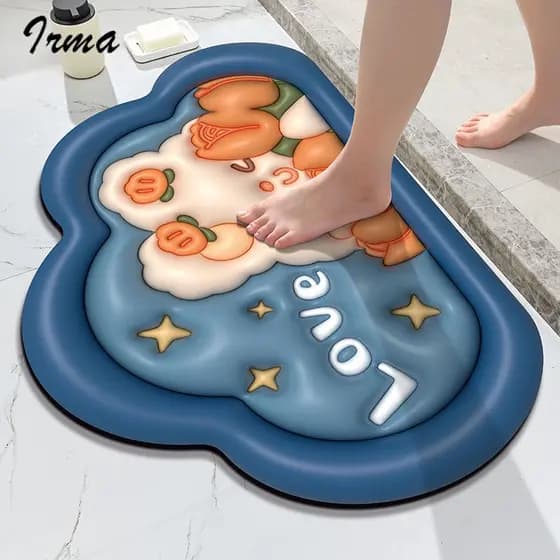 Tapetes de Banheiro 3D, Tapete Absorvente para Banheiro, Tapete Antiderrapante Macio de Diatomita