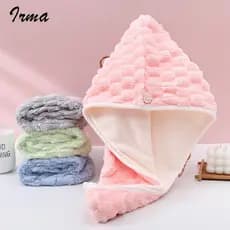 Touca de Secagem de Cabelo de Dupla Camada em Fleece Coral Espessado, Alta Absorção de Água, Secagem Rápida, Toalha para