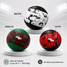 Bola de Futebol Couro Nº 5 320/330g Infantil Juvenil Campo BCO/PTO VM/PTO Grena/VD