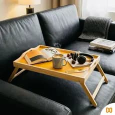 Bandeja de Bambu e MDF (50 cm x 30 cm) com Pés Dobráveis - Mesa para Café na Cama