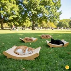 Cama/Pet Lounge ELEXA Premium em Madeira e Sisal para Cachorros e Gatos – Design Exclusivo | 3 Tamanhos