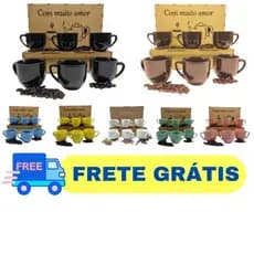 Jogo De Xicaras Para Café - Jogo De Xícaras - Xícaras Para Café 170ml Porcelana Caixa Mdf Envio Full
