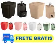 Kit Pia Cozinha 2 Peças Com Lixeira De Pia E Dispenser Porta Detergente Quadrado UZ Envio Full