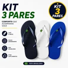 Kit 3 Pares Chinelo Unissex Masculino e Feminino Confortável Macio Antiderrapante Casual Dia a Dia