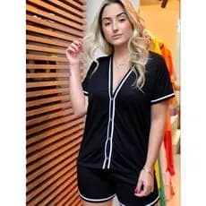 Pijama Blogueirinha Baby Dool Feminino Botão Adulto Americano Verão