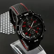 Relógio Esportivo De Quartzo Em Silicone De Aço Inoxidável À Prova D'água