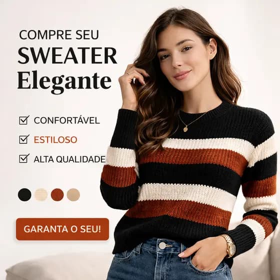 Blusa Tricô Feminina Suéter Listrado Inverno Blusa de Frio Macia Casual Confortável