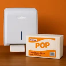Kit Dispenser Nobre + Papel Toalha Interfolha POP | Pronto para Uso | Alta Resistência e Economia