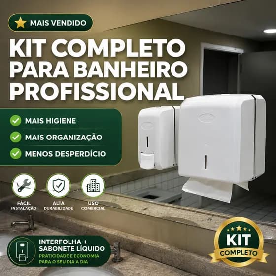 Kit Interfolha + Sabonete Líquido Dispenser Banheiro Profissional Parede Empresa Clínica Consultório