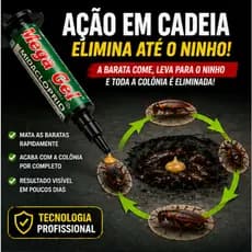 Gel Mata Barata Mega Gel Baraticida Profissional Inseticida Gel Elimina Baratas na Raiz Sem Cheiro