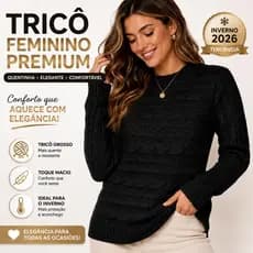 Blusa Tricô Feminina Inverno Manga Longa Suéter Tricot Quentinho