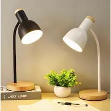 Luminária De Mesa Retratil Wood Com Base De Madeira  giratória