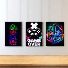 Placas/Quadros Decorativos Gamer + Suporte para deixar quadro em pé