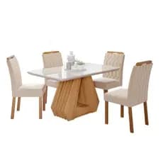 Conjunto Sala de Jantar Ágata 130X80 Tampo em MDF/Vidro 4 Cadeiras Paola Cimol
