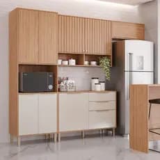 Armário Cozinha Compacta 100%Mdf 4 Pçs 2 Aéreos 1 Torre 1 Balcão Divina Mgm Móveis