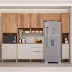 Armário Cozinha Compacta 100%Mdf 5Pçs 2Aéreos 1Torre 1Paneleiro 1Balcão Divina Mgm Móveis