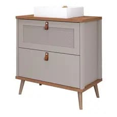 Gabinete Para Banheiro 80Cm 100% Mdf 1 Gaveta 1 Porta Basculante Veneto Mgm Móveis Cappuccino/Freijo