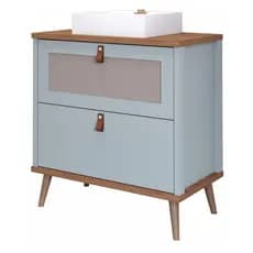 Gabinete Para Banheiro 80Cm 100% Mdf 1 Gaveta 1 Porta Basculante Veneto Mgm Móveis Pistache/Freijo