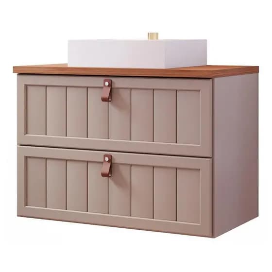 Gabinete Para Banheiro 60Cm 100% Mdf 1 Gaveta 1 Porta Basculante Sense Mgm Móveis Cappuccino/Freijo