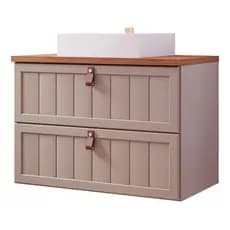 Gabinete Para Banheiro 60Cm 100% Mdf 1 Gaveta 1 Porta Basculante Sense Mgm Móveis Cappuccino/Freijo