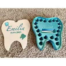 Caixa Porta Dentes De Leite Azul Ou Branco Personalizada com nome fada de dente, várias cores +pegador