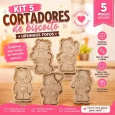 Kit 5 Cortadores de Biscoito Ursinhos Carinhosos  - Coleção Nostalgia/confeitaria artesanal