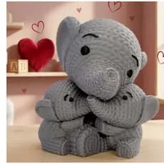ELEFANTE PEQUENOS em 3D estilo tricô varia entre 5 Cm a 8 Cm (PEQUENO)
