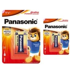 Pilha Alcalina 9V Panasonic Bateria 9 Volts 6LR61 6F22 kit 2 unidades
