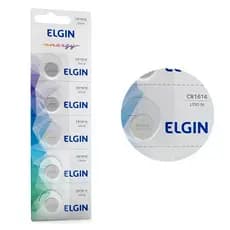 Pilha CR1616 3V Elgin Bateria Moeda 5 unidades