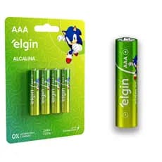 Pilha Alcalina AAA Elgin Bateria 3A Palito 4 unidades