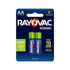 Pilha Recarregavel AA Rayovac Bateria 2A 1350mah Pequena 2 unidades