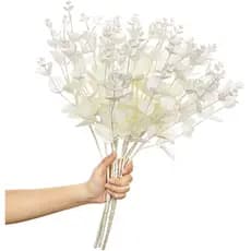 1 Pc/16 Cabeças De Eucalipto Deixa Flores Artificiais De Seda Árvore Planta Bouquet Falso Folhagem Grinalda Casa Decoração DIY (Não Pote)