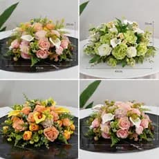 Arranjo De Flores Artificiais De Mesa Redonda Grande De Luxo , Decoração Floral Falsa De Seda De Alta Qualidade Para Fes
