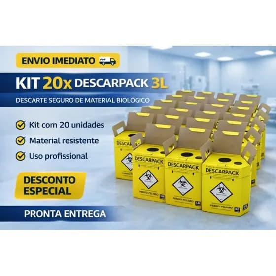 20 Caixa Coletor para Material Perfurocortante 3L