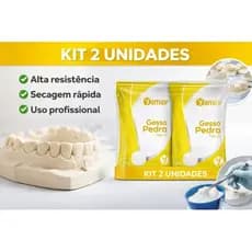 Kit 2x Gesso Pedra Tipo III Yamay 1kg  Alta Resistência  Secagem Rápida  Precisão Profissional