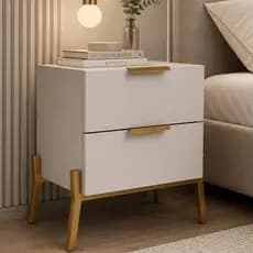 Mesa de Cabeceira Evora Estilo Industrial Pé de Aço Puxadores de Alumínio Estrutura MDF  - LH Móveis