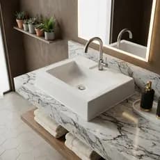 Cuba para Lavabo Apoio  Retangular  de  Plástico  Sobrepor  Moderno  -  Ideal para Banheiro e Lavabo