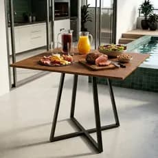 Mesa Santorine Quadrada para Area Gourmet 90cm Estilo Industrial com Tampo MDF Pés em Aço LH Móveis